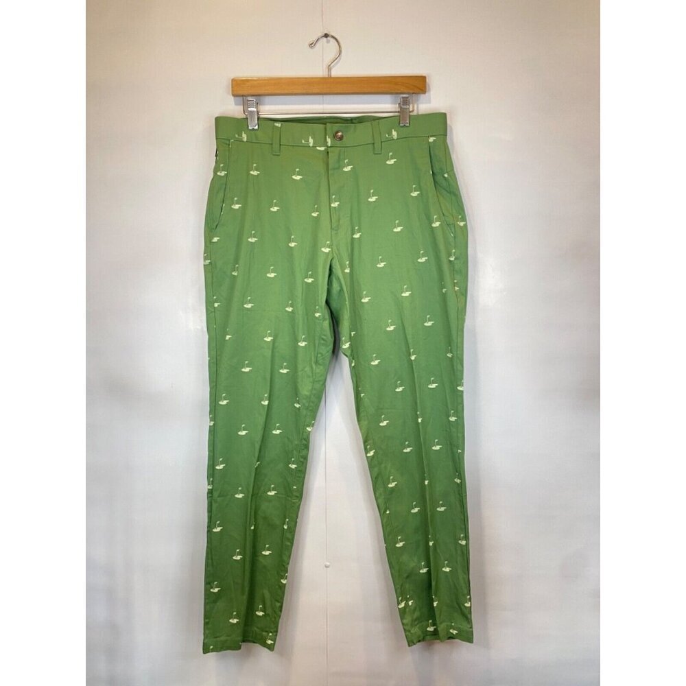 Fabletics The High Side Chino Classic Fit Neo Green Flags Men's Size 32x32 NWT